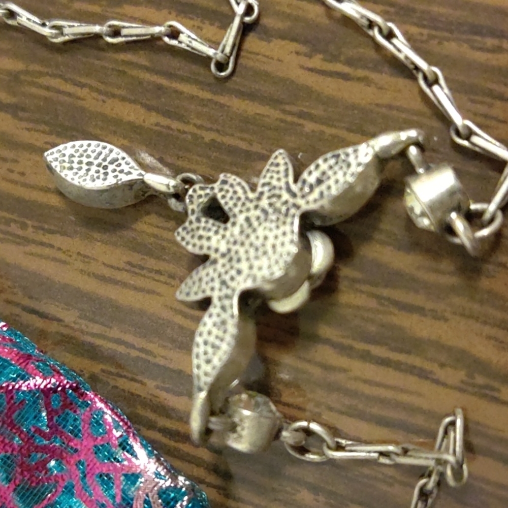 Moonstone & Swarovski Gothic Floral Necklace - Picture 3 of 3